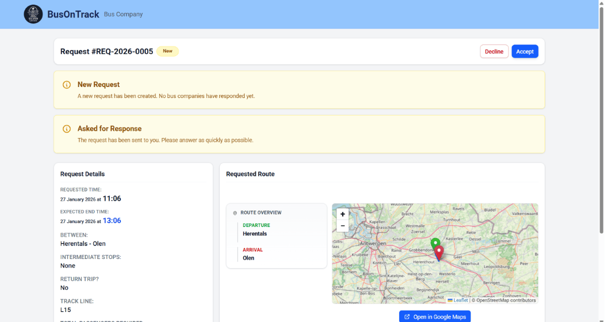screenshot van BusOnTrack